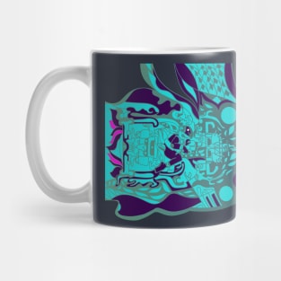 blue anonymous alien mayan ecopop Mug